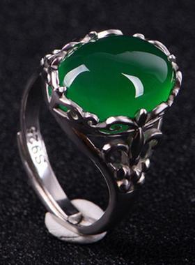 臻荣绿玛瑙水晶戒指女祖母绿宝石