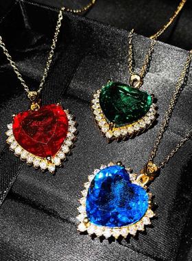 仿天然坦桑蓝宝石海洋之心吊坠