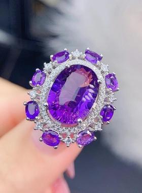 新款奢华彩宝戒指仿天然紫水晶
