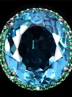 臻荣ebay新款镶嵌海蓝色托帕石