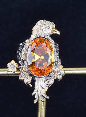 意大利复古拉丝工艺开口彩宝戒指