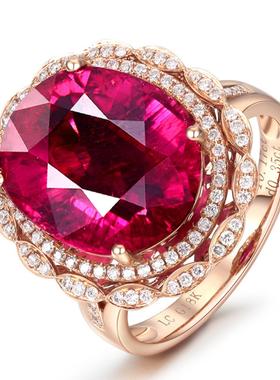 臻荣新款奢华鸽血红订婚活口戒指