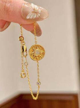 法式复古太阳女神碎冰冰镀金罗盘