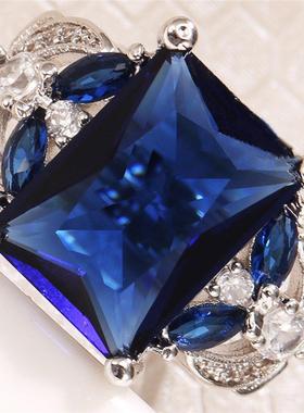 臻荣wish新款合成蓝宝石订婚戒指