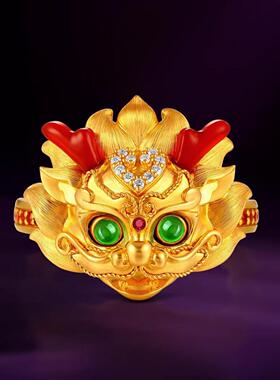 古法黄金色灵动眨眼睛麒麟祥瑞