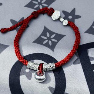 如意吉祥银坨坨小胖福袋盘缠红绳古法藏式编织手链女手饰首饰