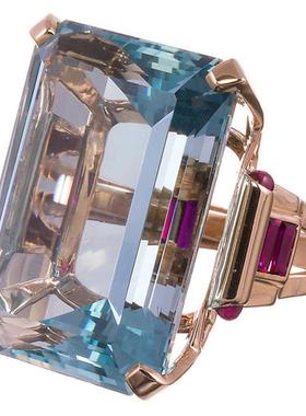 臻荣ebay新款镶嵌海蓝色托帕石