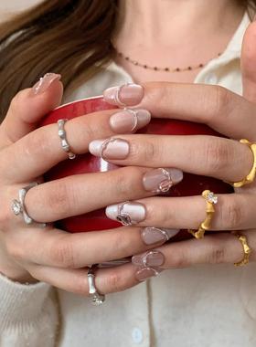 电镀沙金镶钻拉丝竹节耳环女