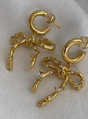 法式复古超仙布雷结立体弧度镶钻