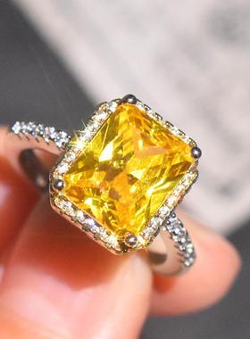 新款欧美奢华镶嵌黄钻双色戒指