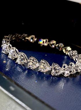 仿莫桑钻爱心手链女ins小众设计