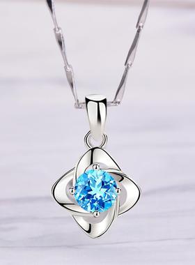 镀s925银项链女锁骨链饰品四叶草