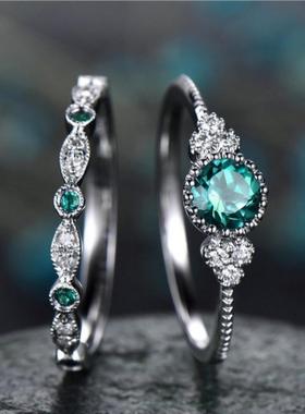 臻荣wish热卖新款镶嵌祖母绿锆石