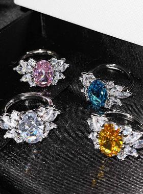 爆款镶嵌仿阿斯切黄钻戒指天然