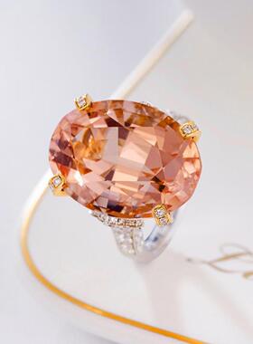 新款仿天然粉摩根戒指香槟色