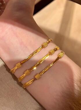 法式复古金色多层蛇骨流苏手链女