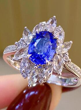 彩宝戒指新款奢华群镶仿天然