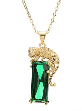 欧美时尚热卖黄金飞豹吊坠碧玺绿