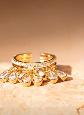 定格瞬逝美花火团簇戒指女小众