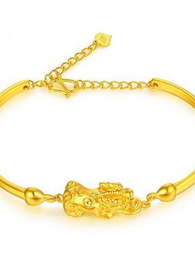 臻荣老挝金运转珠貔貅手链镀金