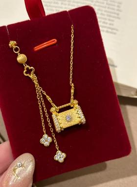 古法沙金工艺国潮风镶钻四叶草