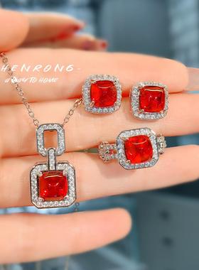 时尚奢华彩宝糖塔戒指高碳钻