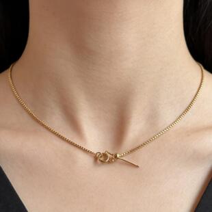 黄金色针式穿珠路路通镀银链子可diy素链配饰项链锁骨链女士饰品