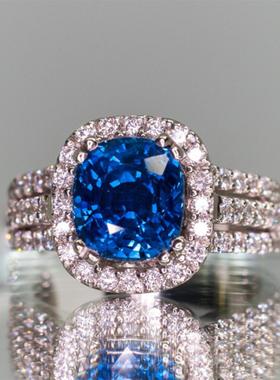 宁语爆款亚马逊新款 镶嵌蓝色锆石戒指 欧美热卖奢华指环女