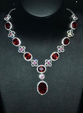 仿天然红宝石项链时尚豪华高端