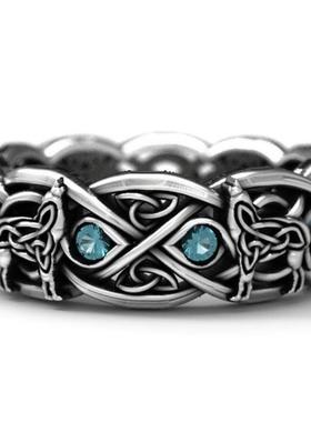 臻荣wish热卖凯尔特狼托帕石戒指