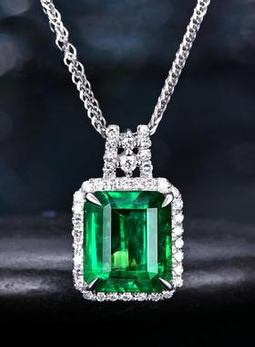 臻荣新款祖母绿公主方钻吊坠欧美