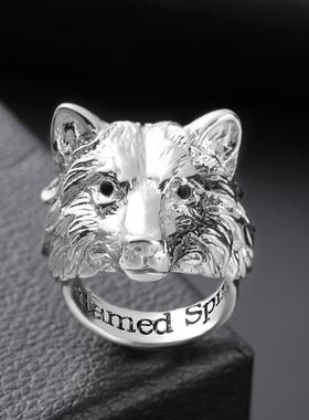 臻荣wish新款霸气北极狼戒指北欧