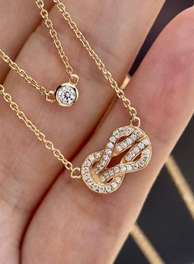 8字无限双层叠带镀18k黄金马蹄扣