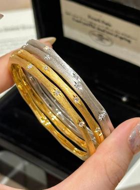 意大利缎带星芒拉丝手镯法式复古