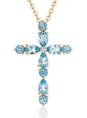 臻荣新款镀18K金镶托帕石合成