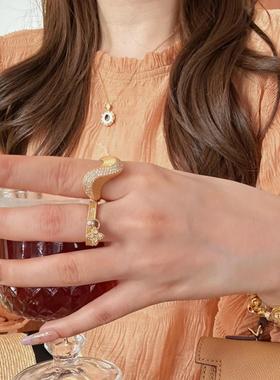 vintage中古风老花四叶草戒指