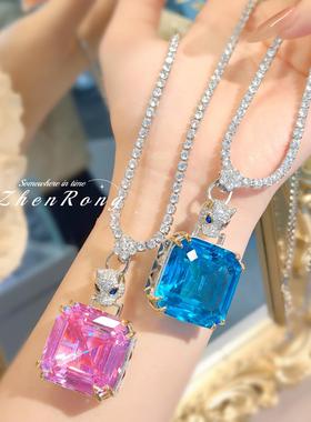 时尚轻奢高级感海蓝宝豹子锆石