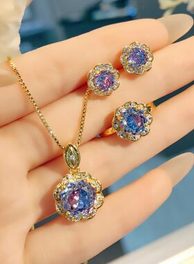 八角千禧玫瑰切帕拉伊巴项链吊坠