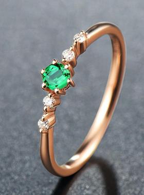臻荣欧美热卖合成祖母绿戒指镀