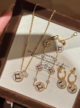 新中式老钱风铜钱项链锁骨链时髦