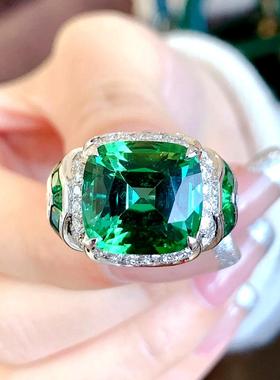 复古风绿碧玺鸡尾酒戒指洋气