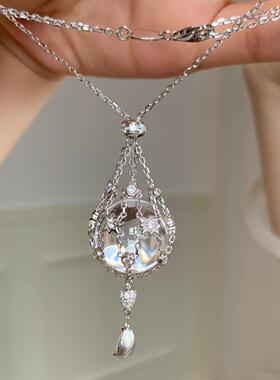 小红书爆款白水晶星芒网兜吊坠