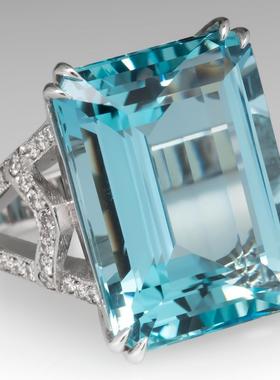 臻荣货源镶嵌海蓝色托帕石方钻