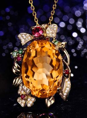新款仿真摩根石彩宝吊坠重工设计
