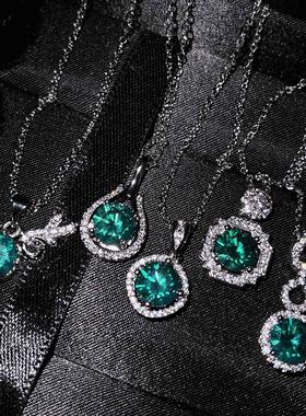 爆款马尔代夫蓝绿莫桑钻项链