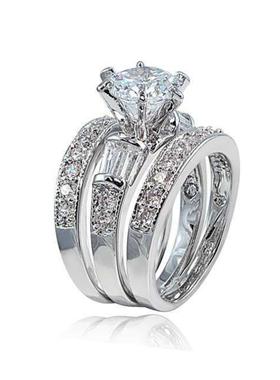 臻荣亚马逊新款创意长方锆石三套