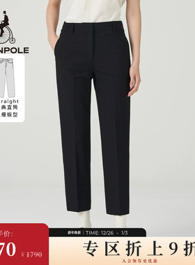 【直筒裤】BEANPOLE滨波 女士黑色基础商务西装裤