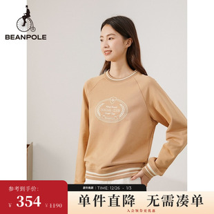 BEANPOLE滨波女米色简约休闲学院风时尚 圆领套头卫衣 优雅印花长袖