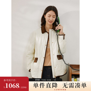 BEANPOLE滨波 休闲小香风棉服外套 女士藏青色韩版