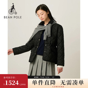 2025女士中长款 BEANPOLE滨波 翻领绗缝棉服夹棉外套 新品